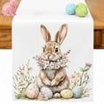 thumbnail image 1 of Easter Bunny Table Runner 72 Inches Long for Kitchen Dining, Pastel Spring Floral Wreath Rabbit Eggs Dresser Scarf Farmhouse, Dining Table Decorations for Wedding/Parties, 14 x 72 In, 1 of 8