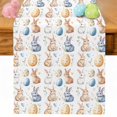 thumbnail image 1 of Easter Bunny Table Runner 72 Inches Long for Kitchen Dining, Watercolor Rabbit Eggs Leaves Love Heart Dresser Scarf Farmhouse, Dining Table Decorations for Wedding/Parties, 14 x 72 In, 1 of 8
