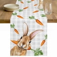 thumbnail image 1 of Easter Bunny Table Runner 90 Inches Long Farmhouse Dress Scarves, Spring Rabbits Carrots Gray Buffalo Plaid Dining Tablerunner for Coffee Table/Kitchen Island/Party Décor, 13" x 90", 1 of 8