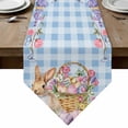 thumbnail image 1 of Easter Bunny Table Runner Linen Burlap Table Runner 70 Inches Long Spring Easter Eggs Floral Blue Check Dresser Scarves for Kitchen Island Coffee Dining Party Wedding Banquet Holiday Decor 13"x70", 1 of 8