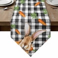 thumbnail image 1 of Easter Bunny Table Runner Linen Burlap Table Runner 70 Inches Long Spring Rabbits Carrots Black Buffalo Plaid Dresser Scarves for Kitchen Island Coffee Dining Party Wedding Holiday Decor 13"x70", 1 of 8