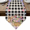 thumbnail image 1 of Easter Bunny Table Runner Linen Burlap Table Runner 72 Inches Long Spring Easter Eggs Floral Black White Check Dresser Scarves for Kitchen Island Coffee Dining Party Wedding Holiday Decor 14"x72", 1 of 8