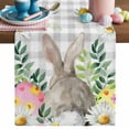 thumbnail image 1 of Easter Bunny Table Runner, Spring Gray Rabbit Daisy Floral Leaf Plants Plaid Cotton Linen Kitchen Table Decoration Washable Dining Tabletop Runners for Home Party Decor 18x72 Inches, 1 of 9