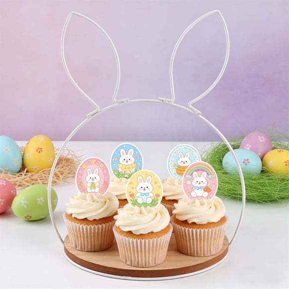 Easter Bunny Tabletop Decoration - Wire Sculpture Art Rabbit Figurine Handcrafted Metalwork Festive Holiday Centerpiece for Dining (White), Ccwuwei