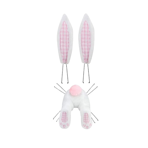 Easter Bunny Tail & Ear Wreath Accessory Set, Pink Gingham Rabbit Headband Ears Tail Decor For Festive Events, Party Supplies, Photo Props