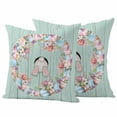 thumbnail image 1 of Easter Bunny Tail Pillow Covers 2 Pack Spring Pink Blue Purple Eggs Floral Circle Green Wood Grain Pillowcase Waterproof Outdoor Throw Pillow Cover for Patio Garden Square Cushion 24”x24”, 1 of 9