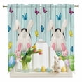 thumbnail image 1 of Easter Bunny Tail Swag Valance Curtains Spring Floral Colorful Easter Eggs Butterfly Green Wood Grain Rod Pocket Swag Curtains Small Window Treatments for Kitchen Bedroom 36" W x 36" L, 2 Panels, 1 of 9