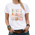 thumbnail image 1 of Easter Bunny Tea Time Cottagecore Patchwork Graphic Tees Women's Spring Coquette Tshirt Tops S-5XL, 1 of 3