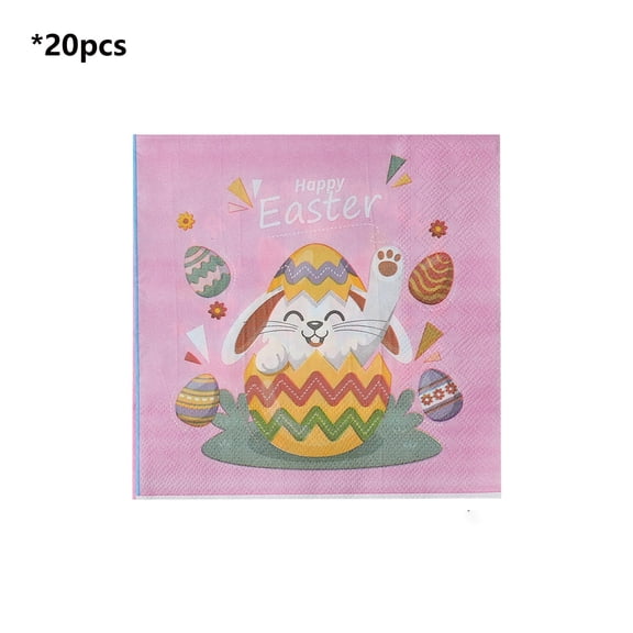 Easter Bunny Themed Paper Napkins, Holiday Party and Dinner Decoration Napkins, Food Grade Disposable Table Napkins, Festive Table Setting for Gatherings, Cute Bunny and Egg Print Design