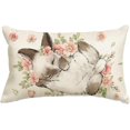 thumbnail image 1 of Easter Bunny Throw Pillow Cover, 12 x 20 Inch Rabbit Flowers Cushion Case Decoration for Sofa Couch, 1 of 6
