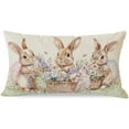 thumbnail image 1 of Easter Bunny Throw Pillow Cover 12x20 Inch Rabbit Flower Basket Outdoor Rustic Farmhouse Spring Decorations Wildflower Decorative Cushion Case for Home Sofa  Living Room Decor, 1 of 7