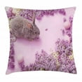 thumbnail image 1 of Easter Bunny Throw Pillow Cushion Cover, Cute Grey Easter Rabbit Surrounded by Lilac Flowers Fresh Spring Time, Decorative Square Accent Pillow Case, 16" X 16", Lilac Multicolor, by Ambesonne, 1 of 2