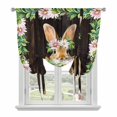 thumbnail image 1 of Easter Bunny Tie Up Curtains 45 Inches Long, Kitchen Window Curtains Over Sink, Spring Daisy Botanical Leaves Brown Wood Small Window Curtains Shade Balloon Curtains Valances for Bedroom/Cafe 34"x45", 1 of 8