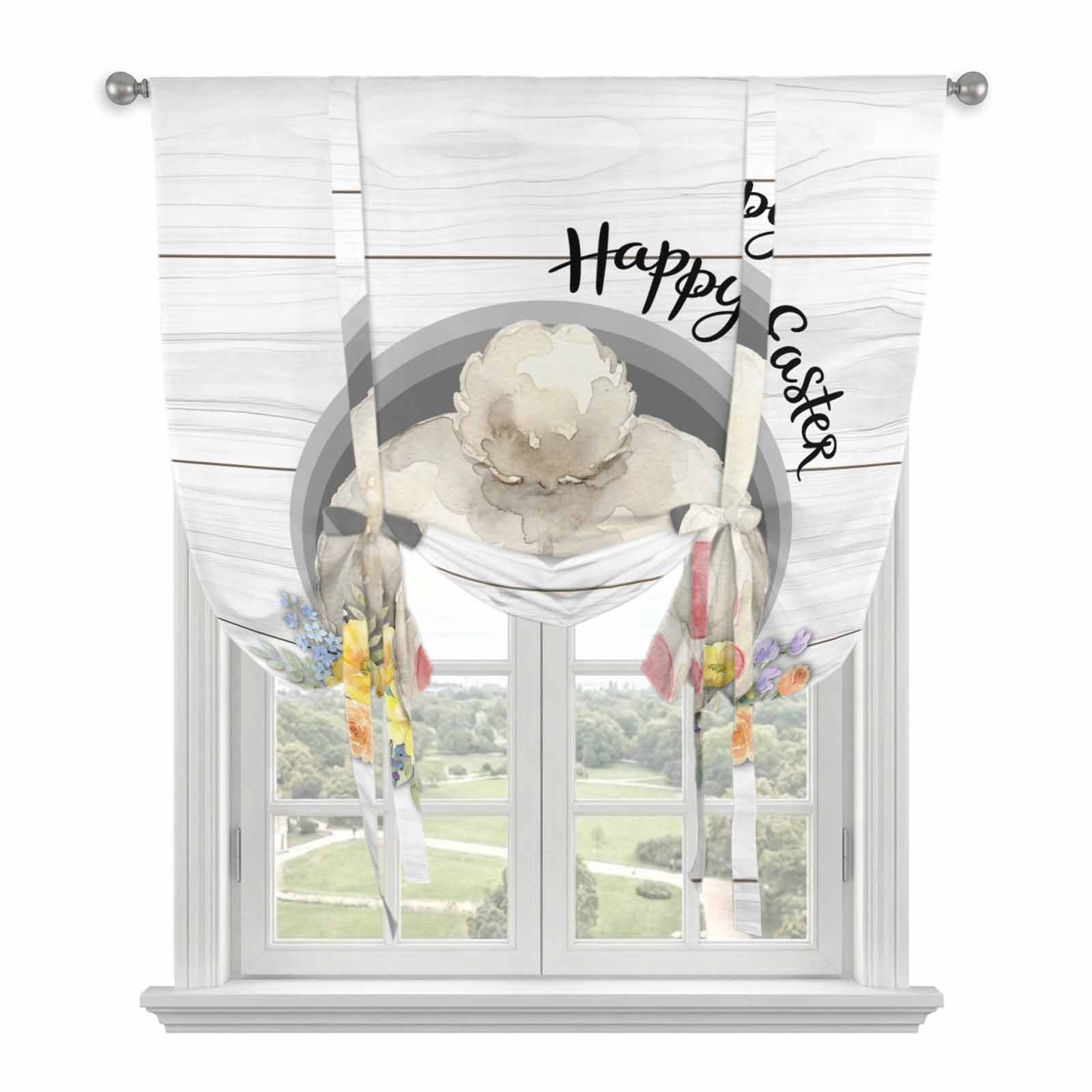 Easter Bunny Tie Up Curtains for Windows Adjustable Balloon Window