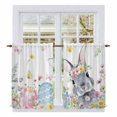 thumbnail image 1 of Easter Bunny Tier Curtains 54 Inch Length, Blue Easter Eggs Spring Floral Butterflies Cafe Short Curtains for Bathroom Over Sink, Small Kitchen Curtain Light Filtering Drapes 2 Panels 27.5"Wx54"L, 1 of 8
