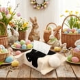 thumbnail image 1 of Easter Bunny Tissue Box Cover, Soft Velvet Rabbit Print Tissue Holder with Pom-Pom, Cute Spring Home Decor for Living Room & Dining Table, 1 of 6