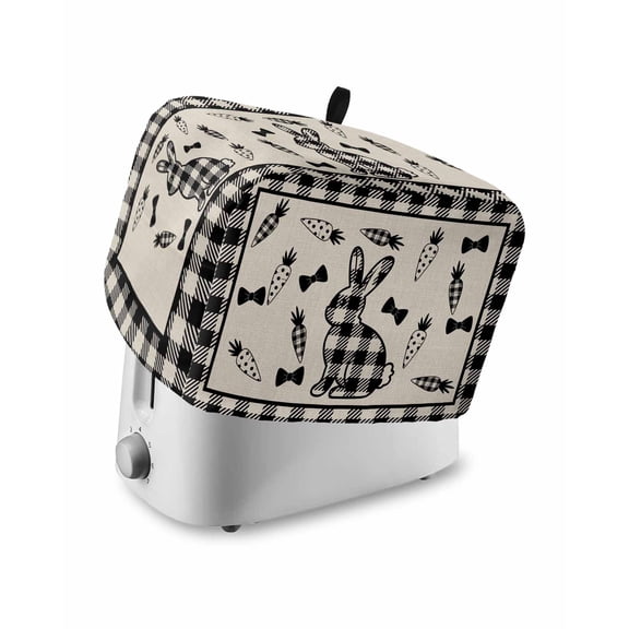 Easter Bunny Toaster Cover 2 Slice, Small Kitchen Appliance Covers, Srping Abstract Bunnies Carrot Bow Silhouettes Toaster Oven Cover with Loop, Bread Machine Cover Polyester Dust Cover Protection