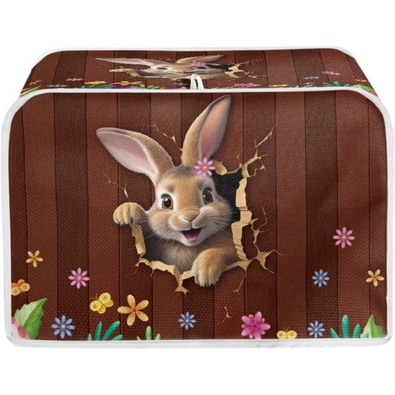 Easter Bunny Toaster Covers 2 Slice, Decorative Accessories Dustproof Protectors Toaster Covers Case Made of Polyester Machine Washable Women Gift for Easter