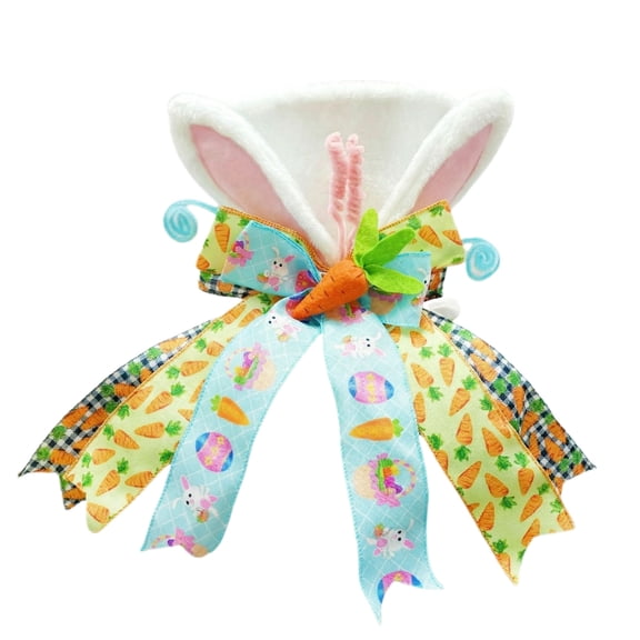 Easter Bunny Top Hat Tree Topper Star - Cute Tree Top Decoration With Bow, Crafted From Durable Velvet & , Suitable For Easter/Spring Trees, Holiday Parties, Home Decor,