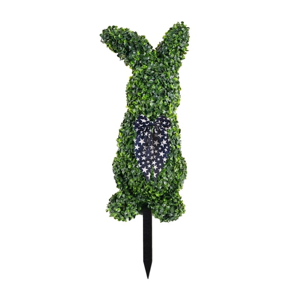 Easter Bunny Topiary, 2026 New Bunny Shaped Boxwood Topiary with a Bow, Cute Rabbit Topiaries Tree for Easter Home Decorations for Porch, UV-Resistant Outdoor Indoor Spring Decor