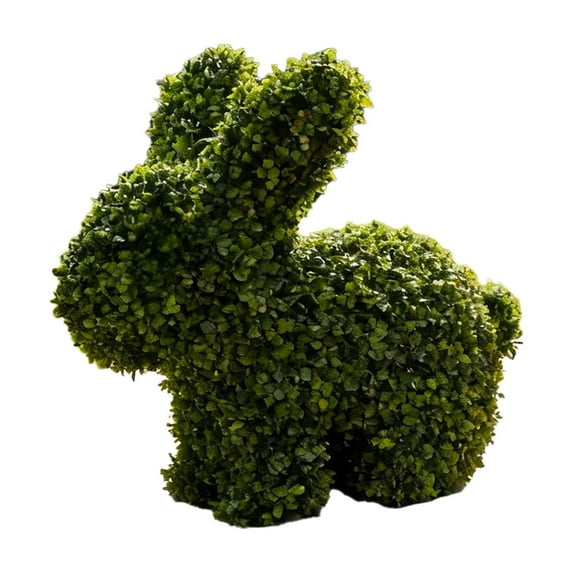 Easter Bunny Topiary Artificial Plant – PVC Green Rabbit-Shaped Decoration for Porch, Garden, or Indoor Use, 18"