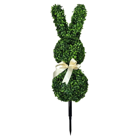 Easter Bunny Topiary Artificial Plants Outdoor - 20" Faux Boxwood Rabbit Tree with Bow - Premium Spring Garden Porch Entryway Decoration for Easter Seasonal Display