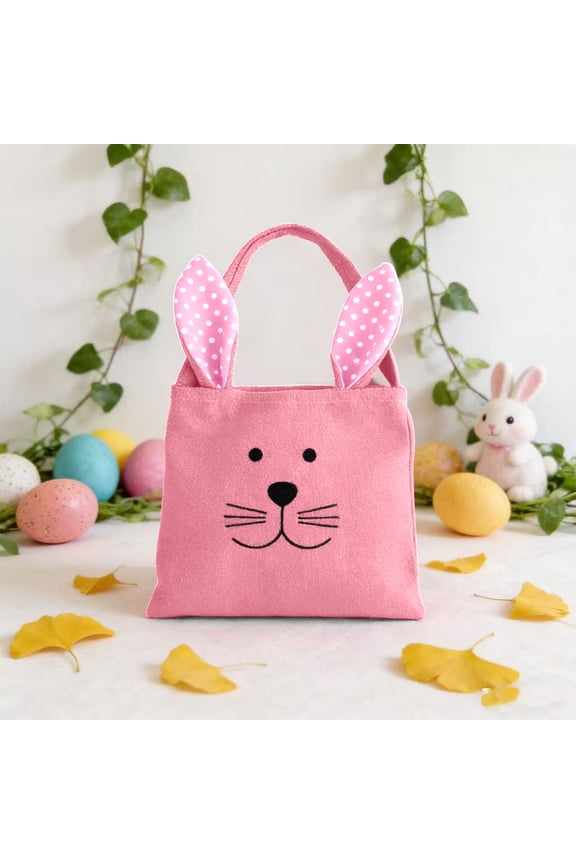 Easter Bunny Tote Bag Gift Packaging Handbag Reusable Holiday Gift Bag, Large Capacity Durable Cute Design Multi Purpose Carry Tote, for Easter Party Gift Wrapping Shopping Holiday Decoration