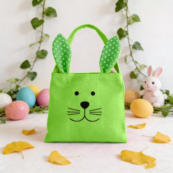 Easter Bunny Tote Bag Gift Packaging Handbag Reusable Holiday Gift Bag, Large Capacity Durable Cute Design Multi Purpose Carry Tote, for Easter Party Gift Wrapping Shopping Holiday Decoration