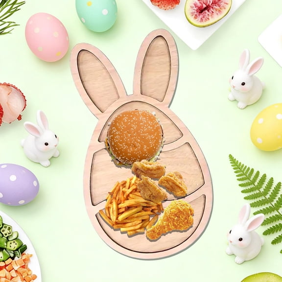 Easter Bunny Tray Fruit Dessert Plates,Adorable Wooden Decor,Nesting Rabbit-Shaped Wooden Charcuterie Platters,Spring Bunny Snack Fruit Meat Cheese Board Charcuterie Platters for Easter Spring