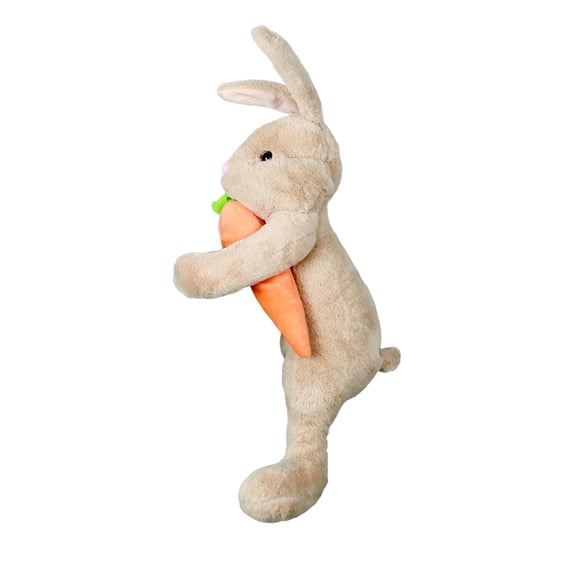 Easter Bunny Tree Topper Decoration, Spring Plush Rabbit Hugging Carrot, White Bunny Topper Ornaments for Easter Basket Stuffer Holiday Party Supplies Home Decor