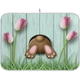 thumbnail image 1 of Easter Bunny Tulips Dish Drying Mat Absorbent Washable Protector Drying Pad Pot Mat for Kitchen Counter Sink Table 16 x 18 Inch, 1 of 7