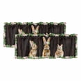 thumbnail image 1 of Easter Bunny Valances for Windows, Decorative Rod Pocket Window Valance Curtains, Spring Daisy Botanical Leaves Brown Wood Short Curtain Drapes for Kitchen/Living Room, 2 Panels, 54" W x 18" L, 1 of 8