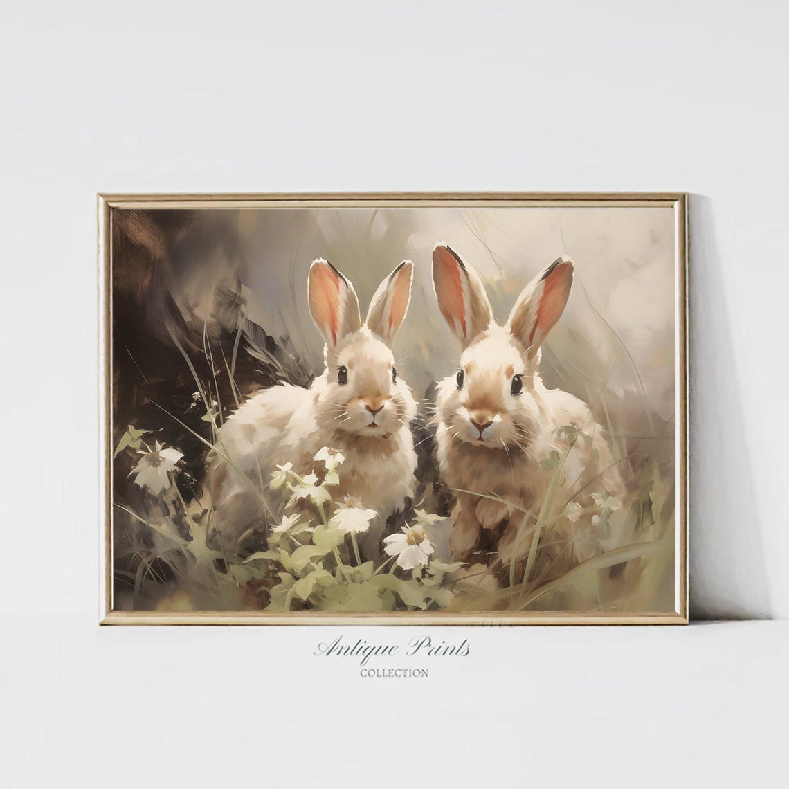 Easter Bunny Wall Art Print, Vintage Spring, Rabbit, Farmhouse ...