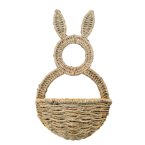 Easter Bunny Wall Basket with Open Design,Woven Hanging Decor for Flowers and Treats,9.8in Holiday Decoration to Enhance Indoor and Outdoor Spring Party Settings