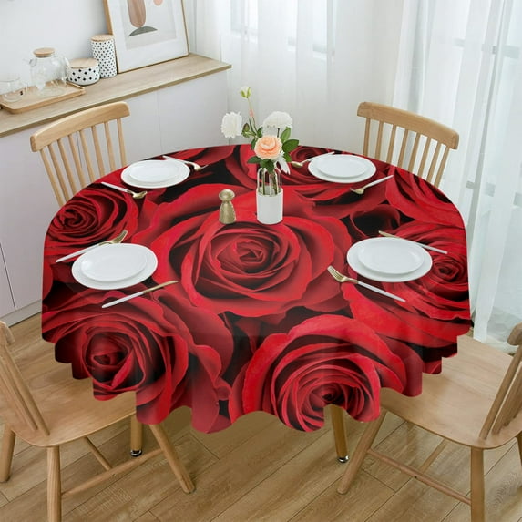Easter Bunny Watercolor Flowers Round Tablecloth Waterproof Wedding Banquet Table Cover Dining Decorative Tablecloth