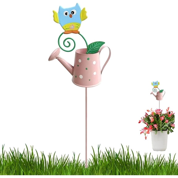 Easter Bunny Watering Can Garden Stake-Metal Watering Can Yard Art, Spring Outside Stakes,Patio Decorative Stakes, for Spring Outdoor Garden Yard Patio Porch Lawn (1pc - L)
