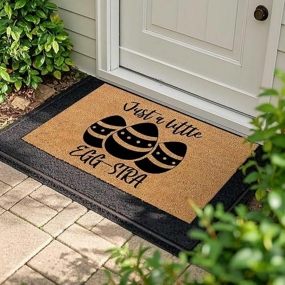 Easter-Bunny Welcome-Doormat Outdoor-Entrance, Colored Eggs Spring Coir-Non-Slip Indoor Home Decor Front Door Mats