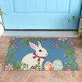 thumbnail image 1 of Easter Bunny Welcome Doormat Spring Rug Floral Doormat Flower Outdoor Rug Non Slip Entrance Outdoor Indoor Doormat 30" x 17", 1 of 6