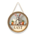 thumbnail image 1 of Easter Bunny Welcome Wooden Sign, Spring Door Hanger for Front Door, Holiday Welcome Decoration, 1 of 2