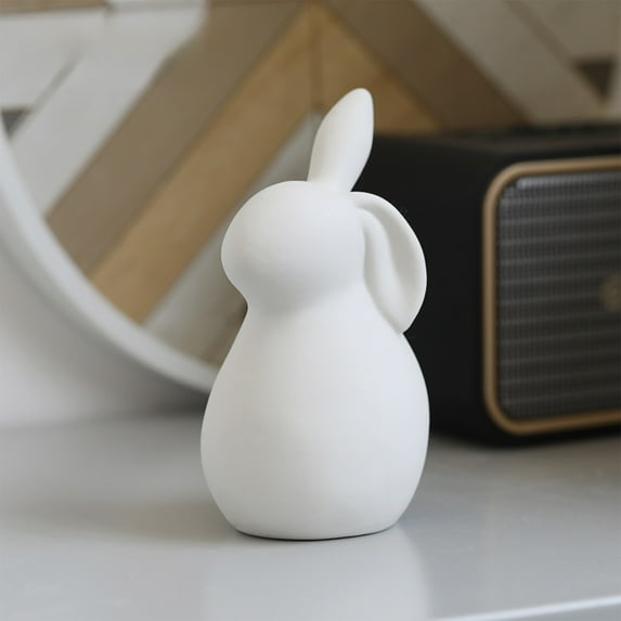Easter Bunny White Ceramic Tabletop Decoration - Elegant Home Decor Ornament for Living Room, Dining Room, Bedroom - Perfect Easter or Housewarming Gift - Durable & Easy to Maintain
