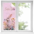 thumbnail image 1 of Easter Bunny Window Privacy Film, Pink Rabbit Spring Flowers Leaves Rustic Plants Static Cling UV Sun Blocking Heat Control Window Tint Day and Night, Non-Adhesive One Way Privacy Cover 19.6''x39.3'', 1 of 7