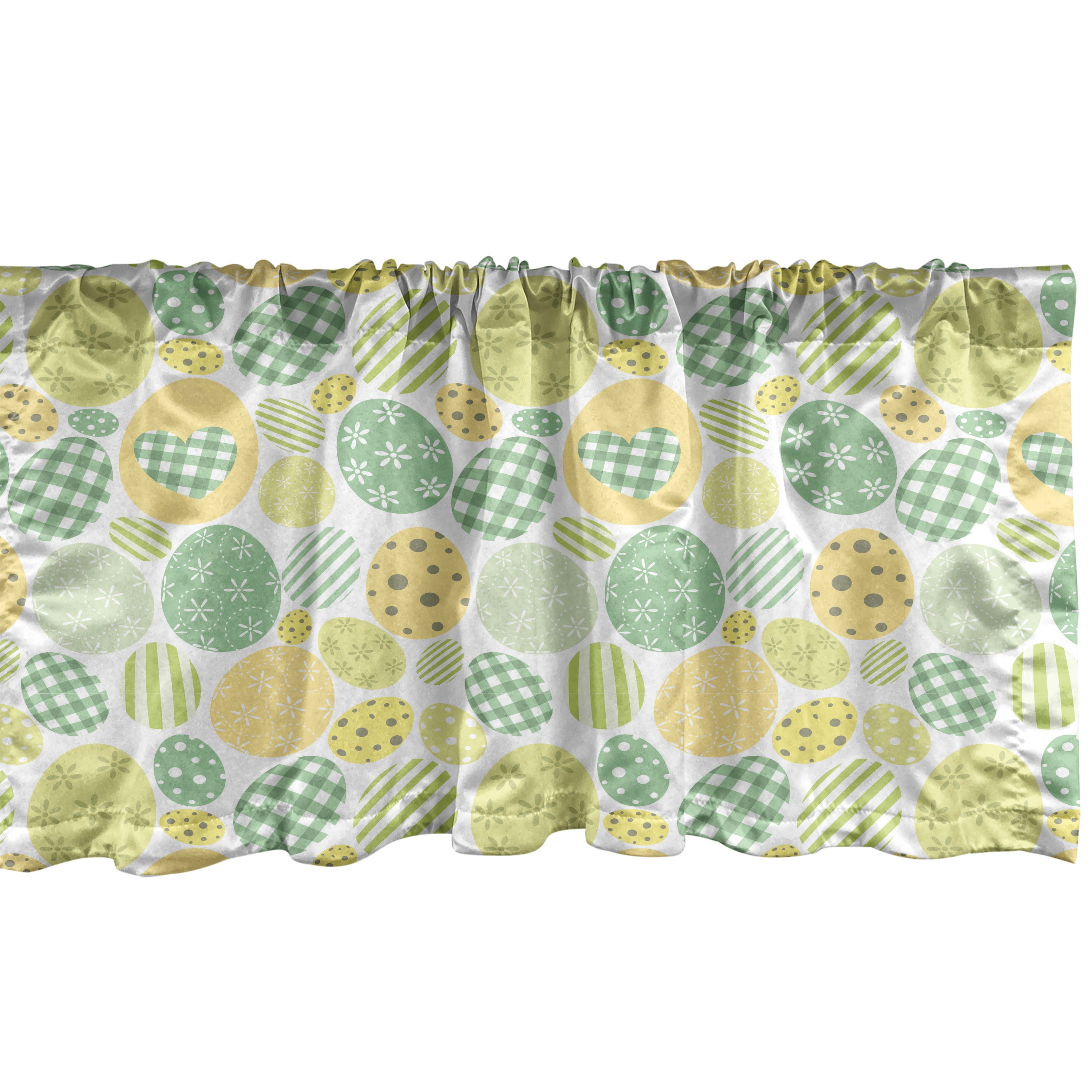 Pastel Yellow and White Easter Bunny Satin Valance, 54" x 12"