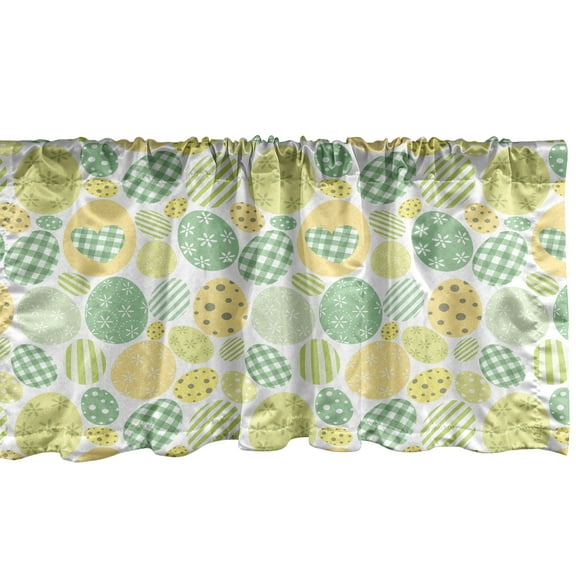 Ambesonne Easter Bunny Valance Pack of 2, Dyed Eggs Pastel Tones, 54"X18", Pastel Yellow White
