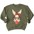 thumbnail image 1 of Easter Bunny With Bubble Gum Funny Egg Hunting Christian Holiday Crewneck Sweatshirt, 3XL, Military, 1 of 5