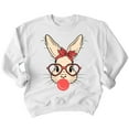 thumbnail image 1 of Easter Bunny With Bubble Gum Funny Egg Hunting Christian Holiday Crewneck Sweatshirt, 3XL, White, 1 of 5