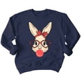thumbnail image 1 of Easter Bunny With Bubble Gum Funny Egg Hunting Christian Holiday Crewneck Sweatshirt, S, Navy, 1 of 5