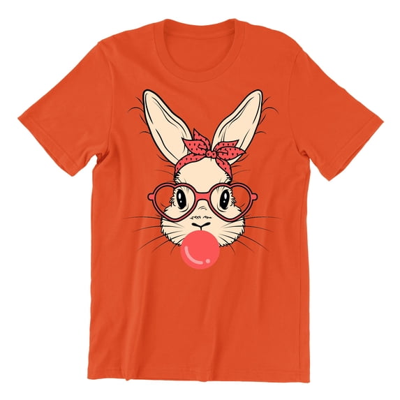 Easter Bunny With Bubble Gum Funny Egg Hunting Christian Holiday Men's T-shirt, L, Orange