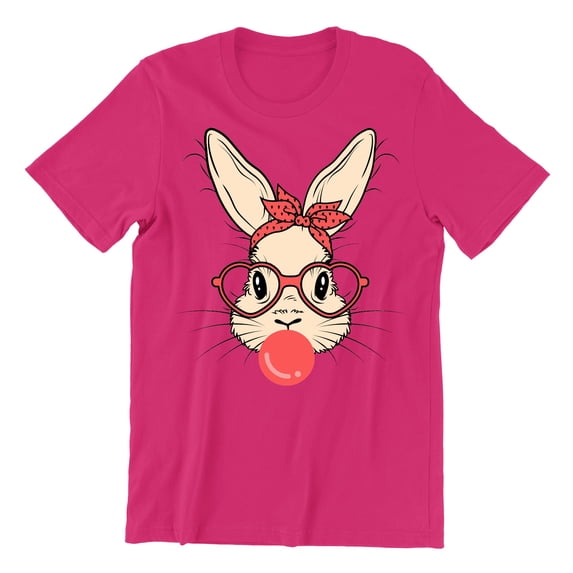 Easter Bunny With Bubble Gum Funny Egg Hunting Christian Holiday Men's T-shirt, XL, Cyber Pink