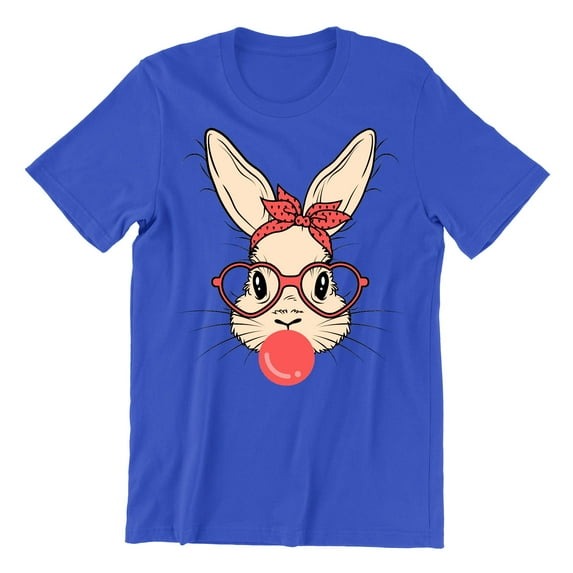 Easter Bunny With Bubble Gum Funny Egg Hunting Christian Holiday Men's T-shirt, XL, Royal