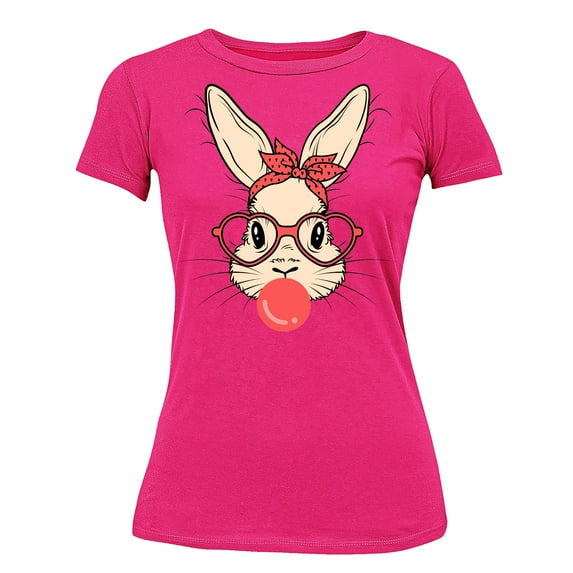 Easter Bunny With Bubble Gum Funny Egg Hunting Christian Holiday Women's T-shirt, 2XL, Cyber Pink